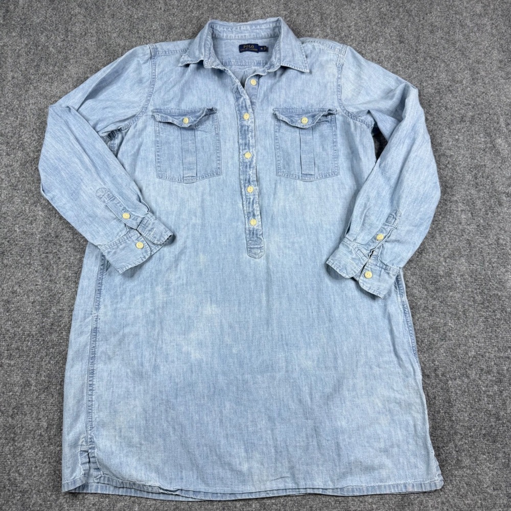 Polo Ralph Lauren Shirt Dress Womens XL Blue Denim Chambray Faded